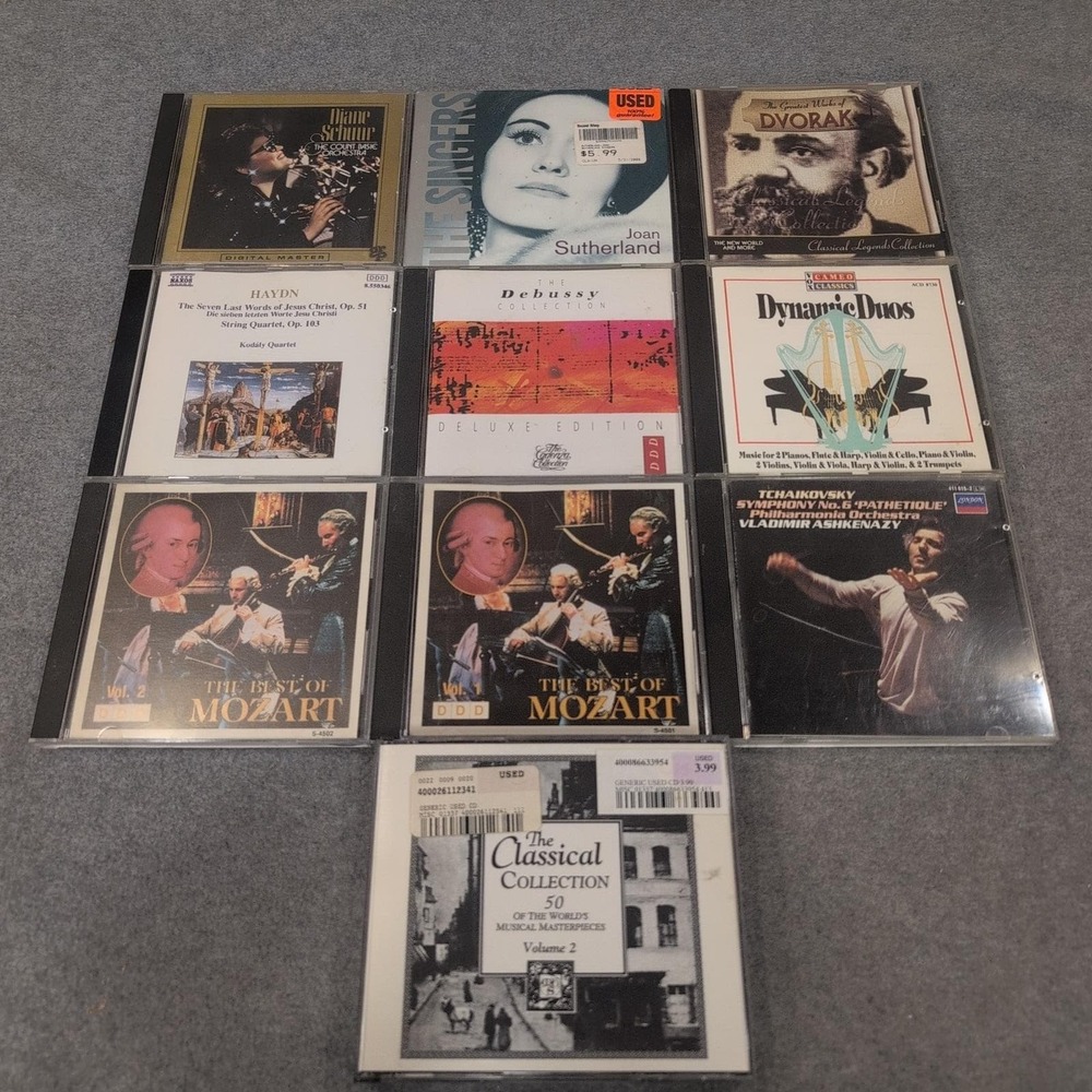 10 Classical Music CD Lot Mozart Tchaikovsky Dvorak Debussy Haydn J Sutherland - Picture 1 of 2